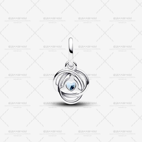 Pandora Sea Aqua Blue Eternity Circle Dangle Charm - Picture 2 of 6